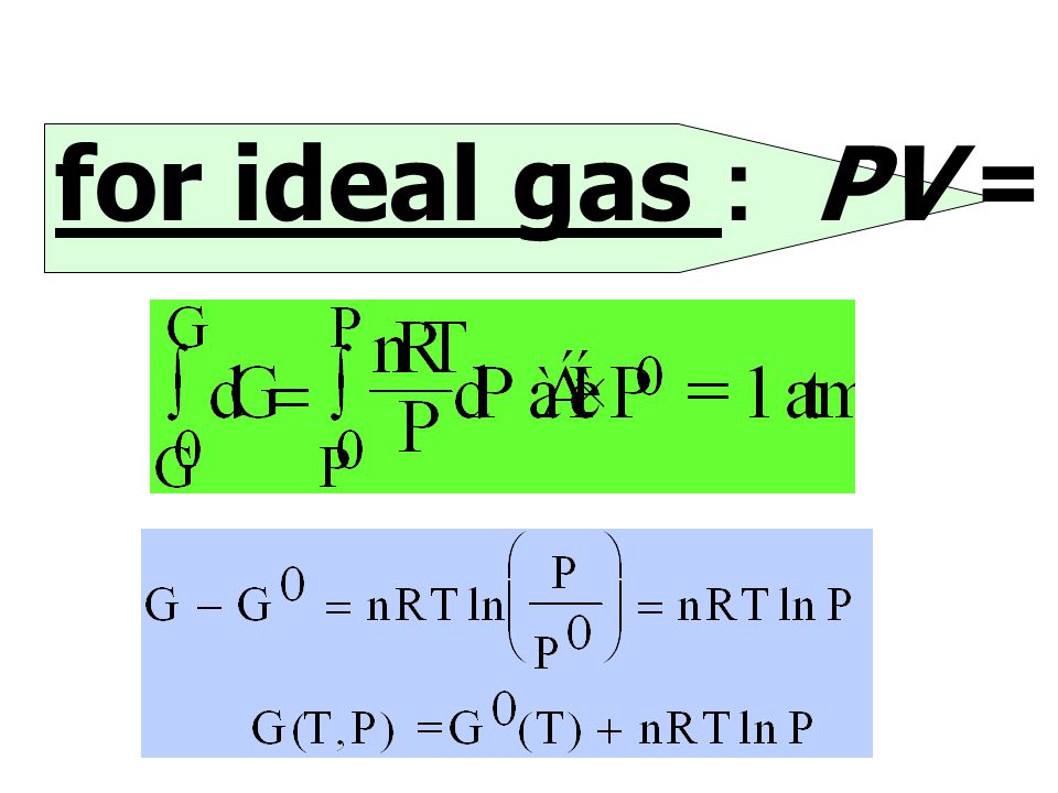 for ideal gas : PV = nRT