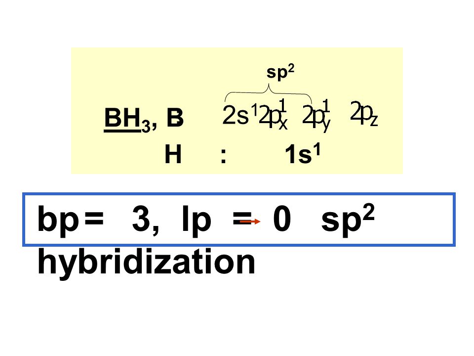 bp = 3, lp = 0 sp2 hybridization