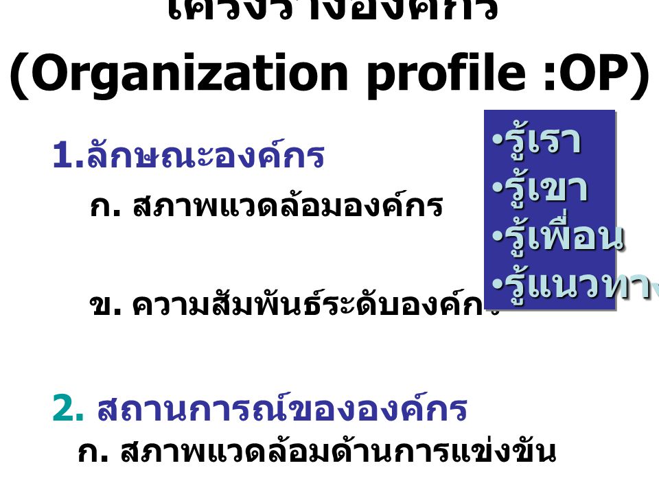 โครงร่างองค์กร (Organization profile :OP)