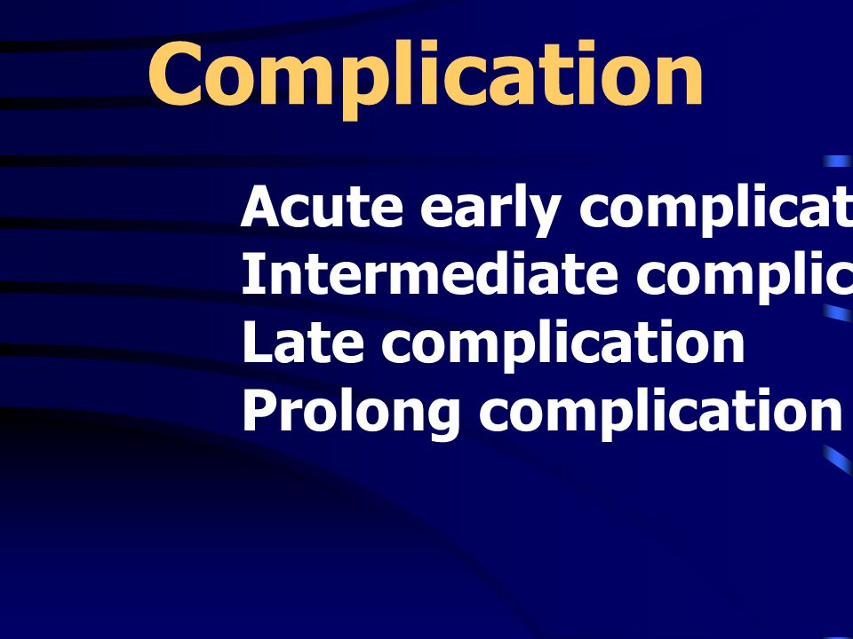 Complication Acute early complication Intermediate complication