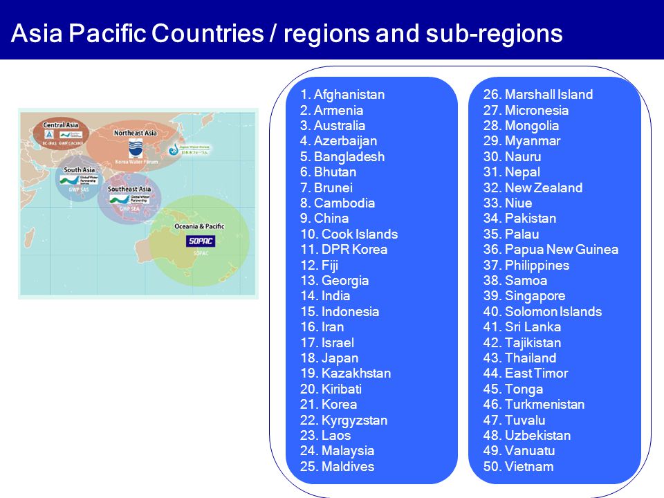 Asia Pacific Countries / regions and sub-regions