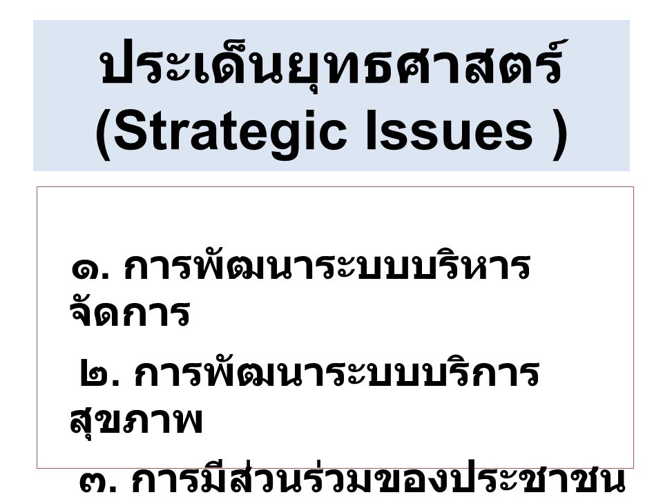 ประเด็นยุทธศาสตร์(Strategic Issues )