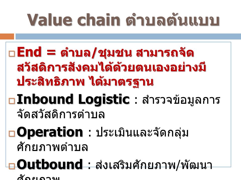 Value chain ตำบลต้นแบบ