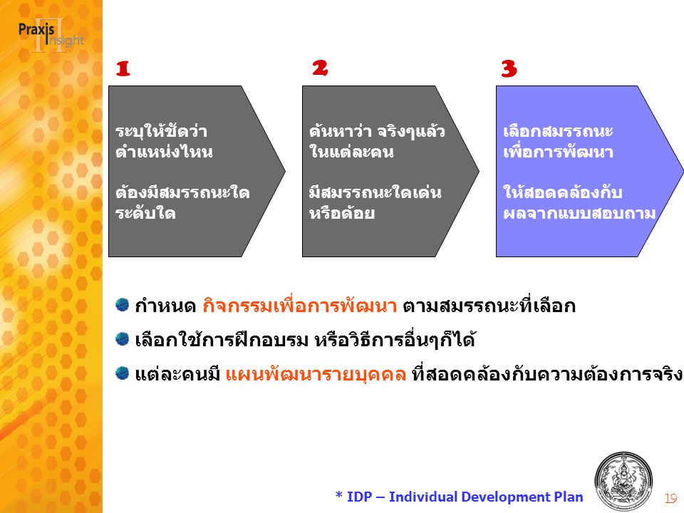 * IDP – Individual Development Plan