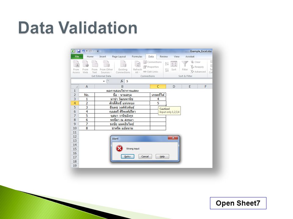 Data Validation Open Sheet7