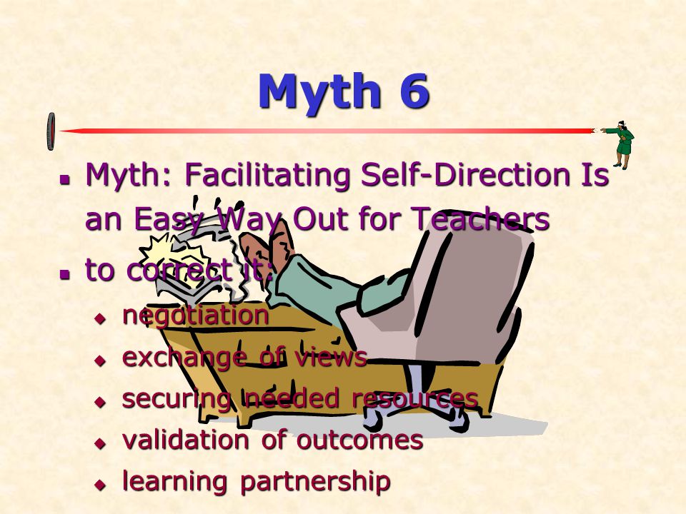 Myth 6 Myth: Facilitating Self-Direction Is an Easy Way Out for Teachers. to correct it: negotiation.