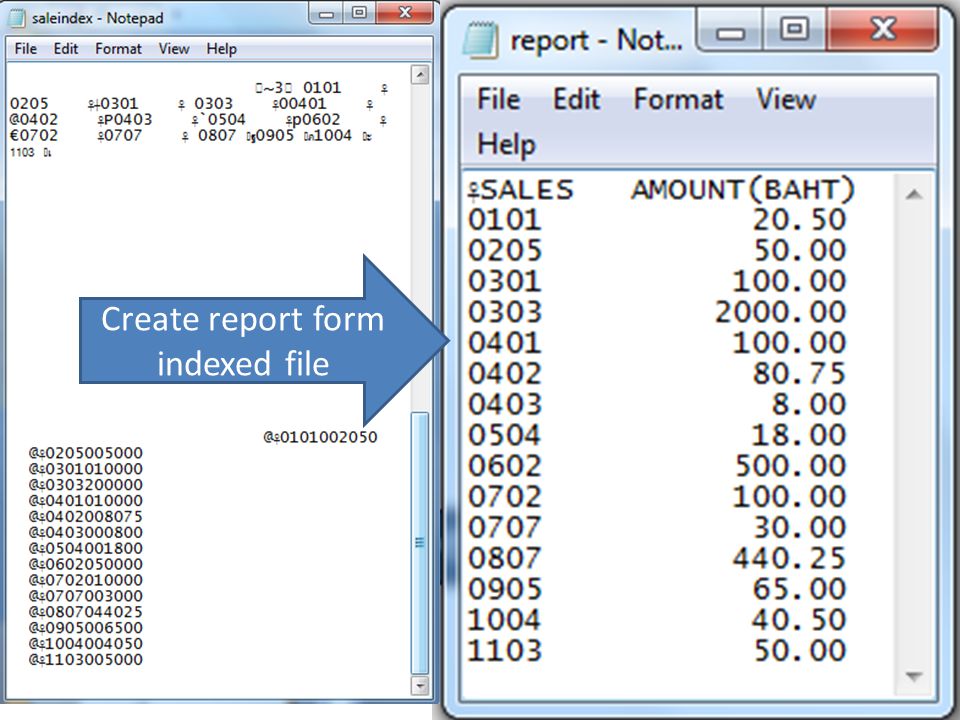 Create report form indexed file