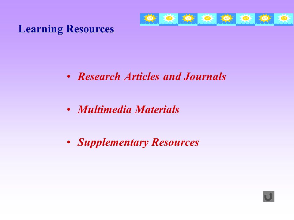 Learning Resources Research Articles and Journals Multimedia Materials Supplementary Resources