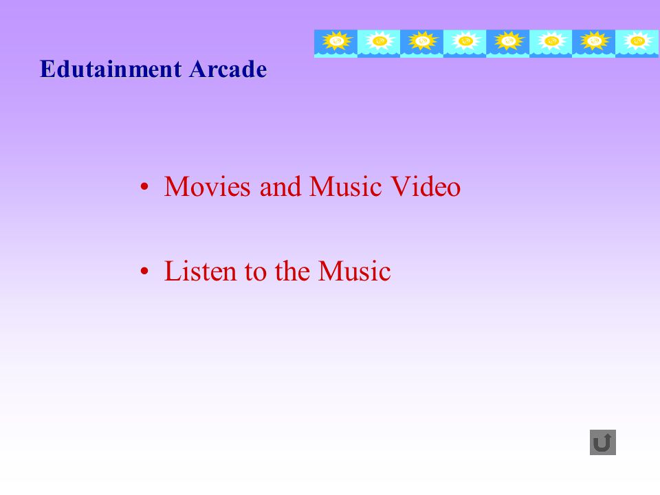 Edutainment Arcade Movies and Music Video Listen to the Music