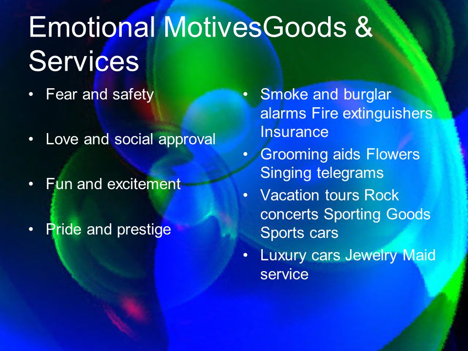 Emotional Motives Goods & Services