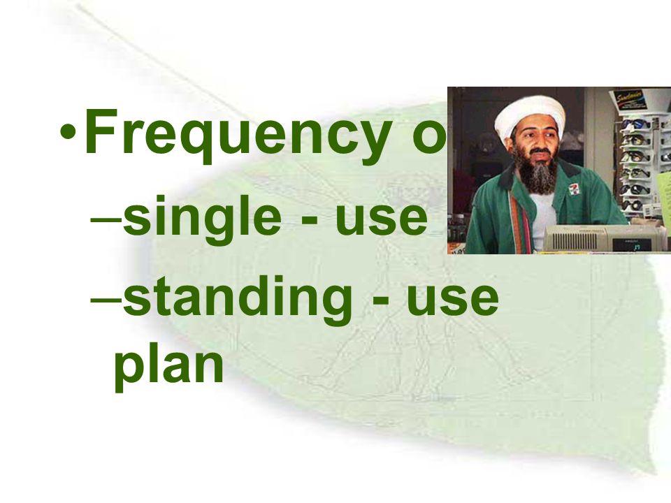 Frequency of use single - use plan standing - use plan