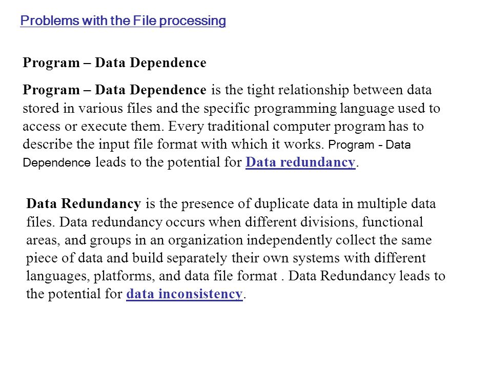 Program – Data Dependence