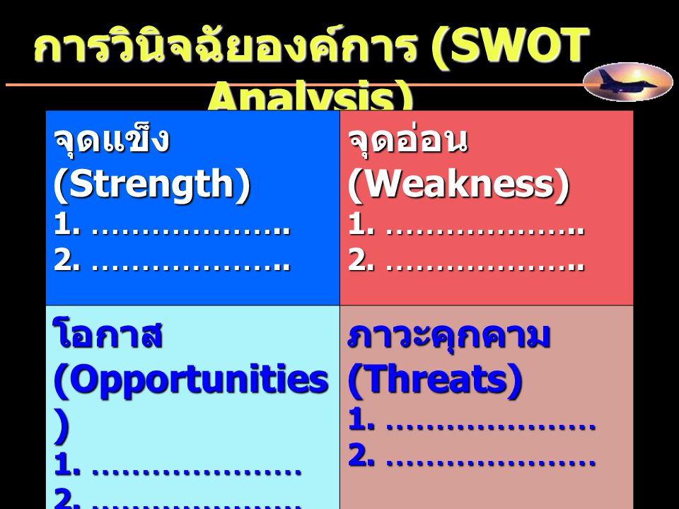 การวินิจฉัยองค์การ (SWOT Analysis)