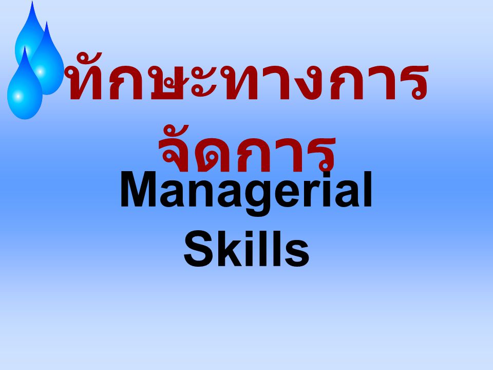 ทักษะทางการจัดการ Managerial Skills
