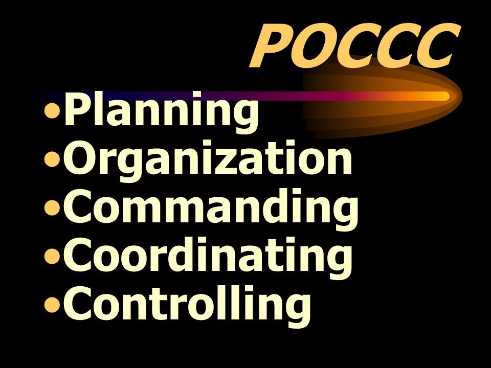 POCCC Planning Organization Commanding Coordinating Controlling