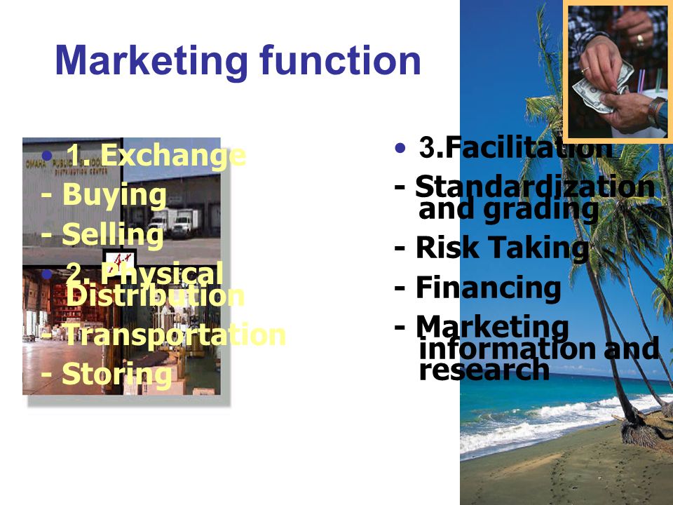 Marketing function 3.Facilitation 1. Exchange