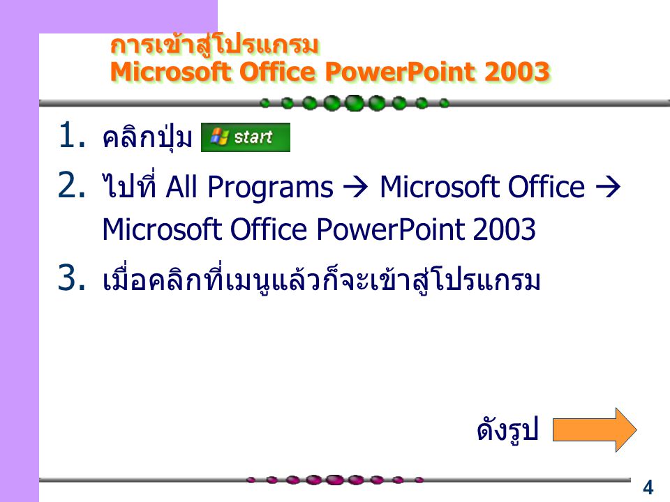 การเข้าสู่โปรแกรม Microsoft Office PowerPoint 2003