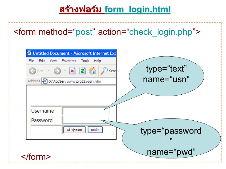 สร้างฟอร์ม form_login.html