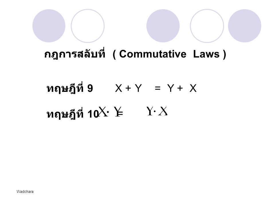 กฎการสลับที่ ( Commutative Laws )