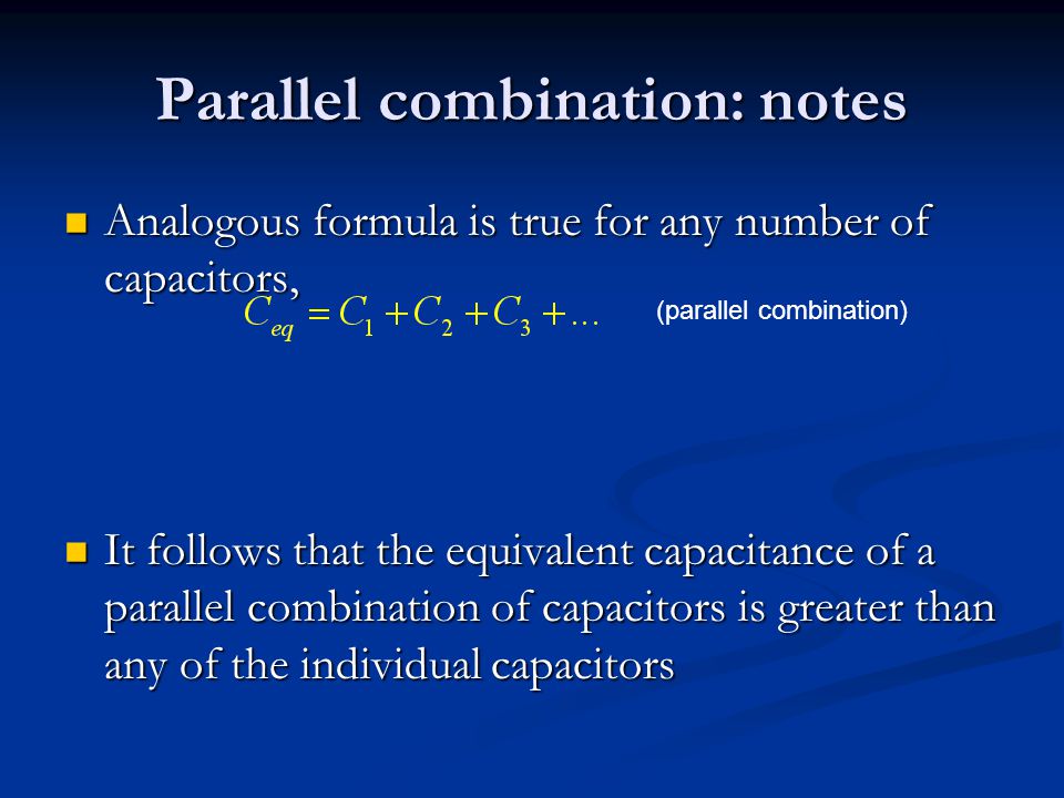 Parallel combination: notes