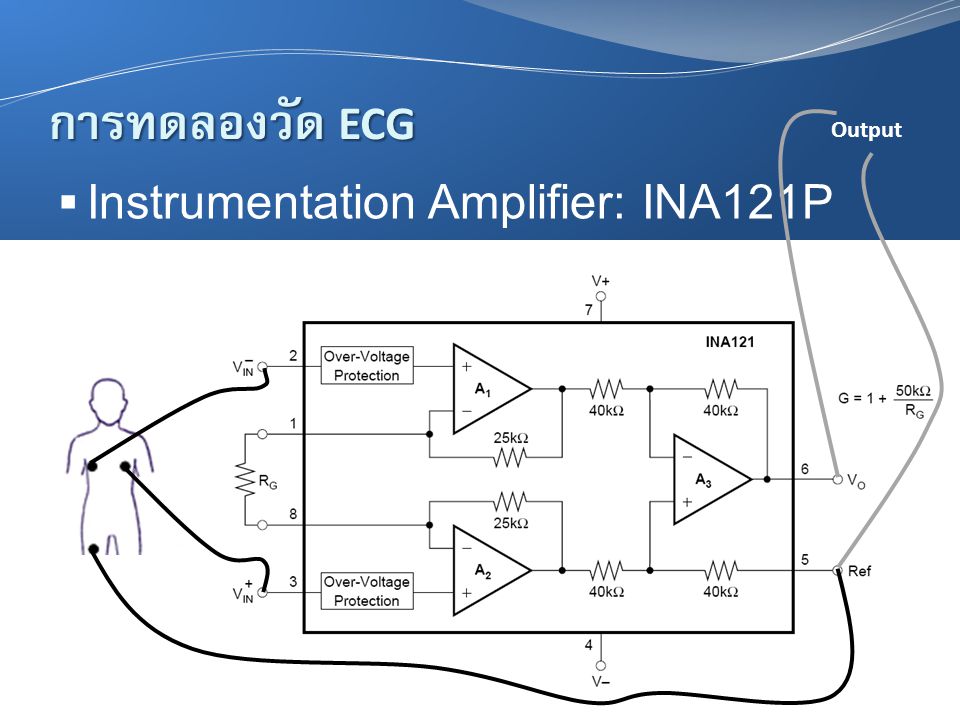 การทดลองวัด ECG Output Instrumentation Amplifier: INA121P