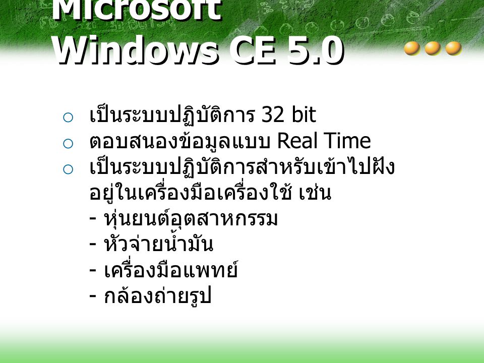 Microsoft Windows CE 5.0 เป็นระบบปฏิบัติการ 32 bit