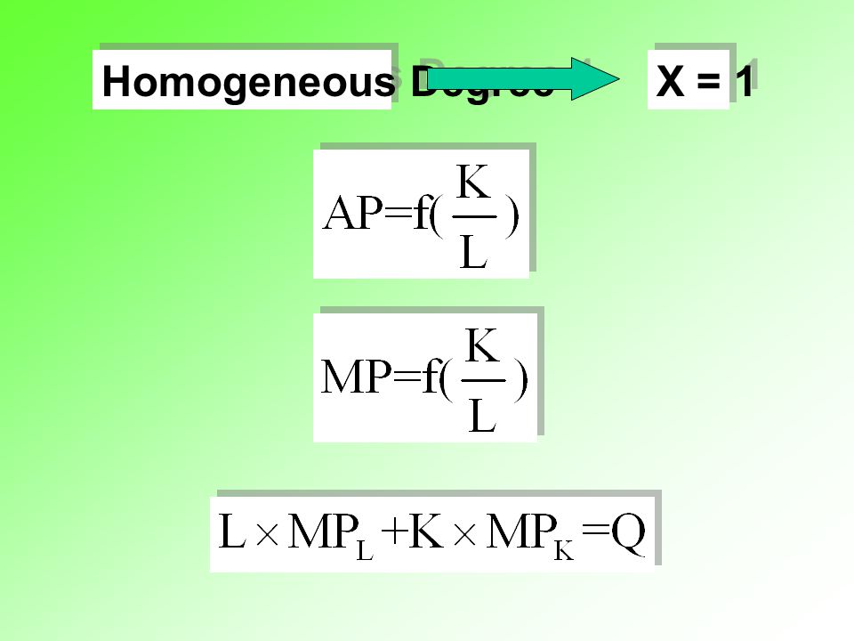 Homogeneous Degree 1 X = 1