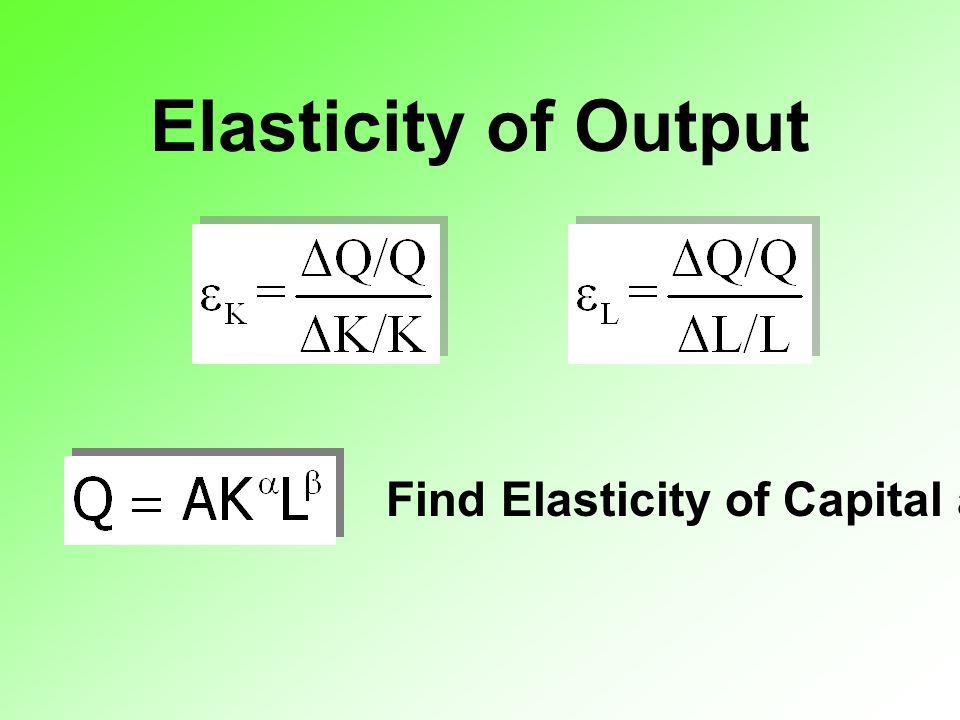 Elasticity of Output Find Elasticity of Capital and Labor