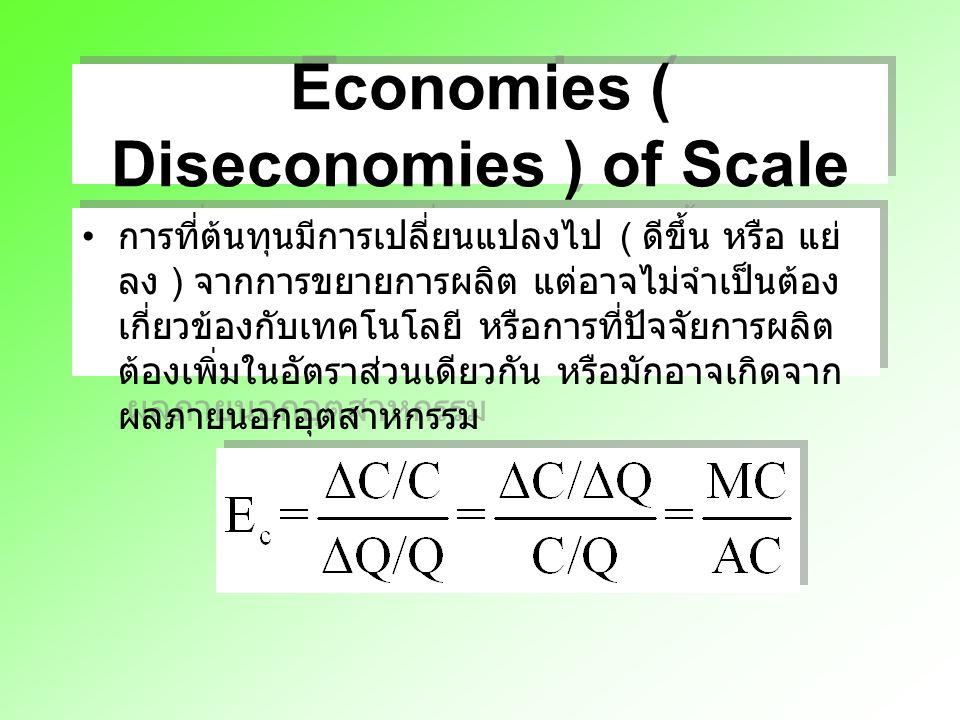 Economies ( Diseconomies ) of Scale