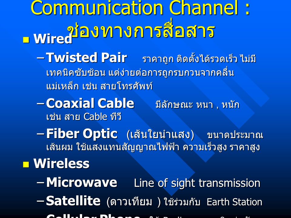 Communication Channel : ช่องทางการสื่อสาร