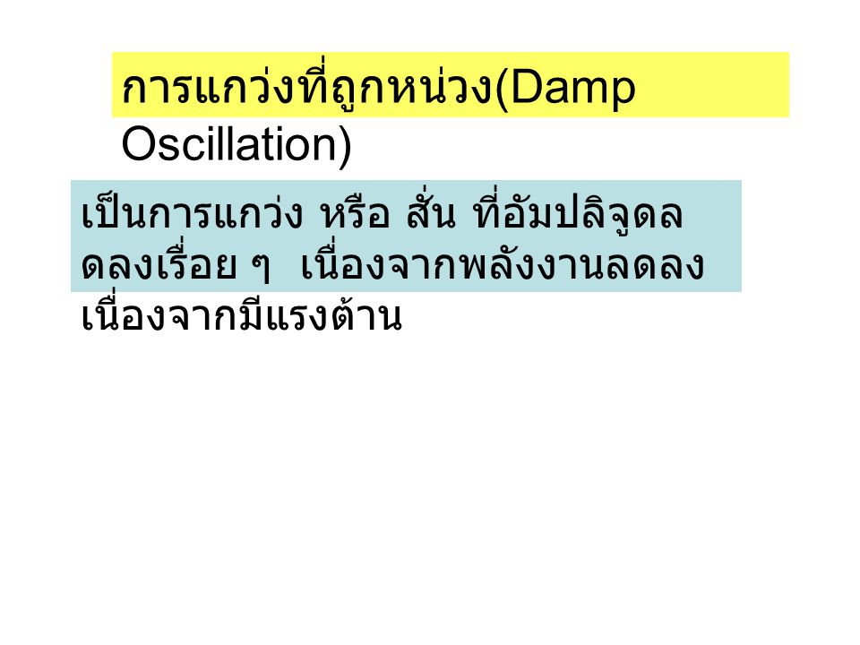 การแกว่งที่ถูกหน่วง(Damp Oscillation)