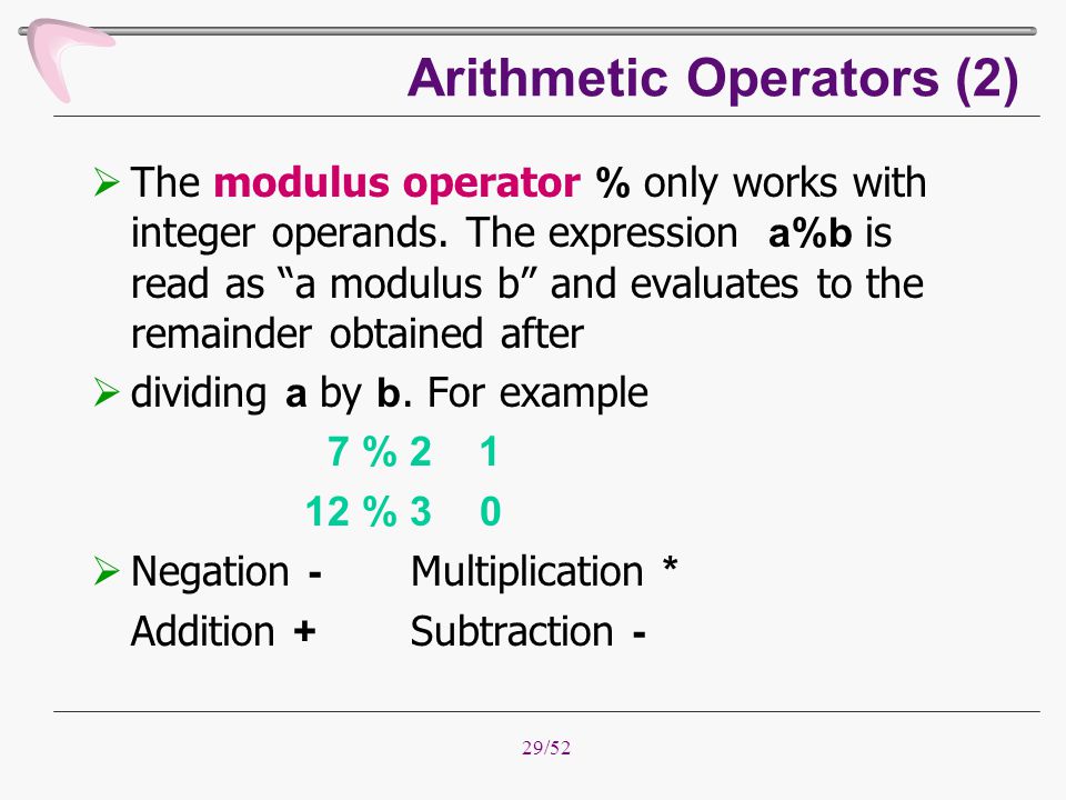 Arithmetic Operators (2)