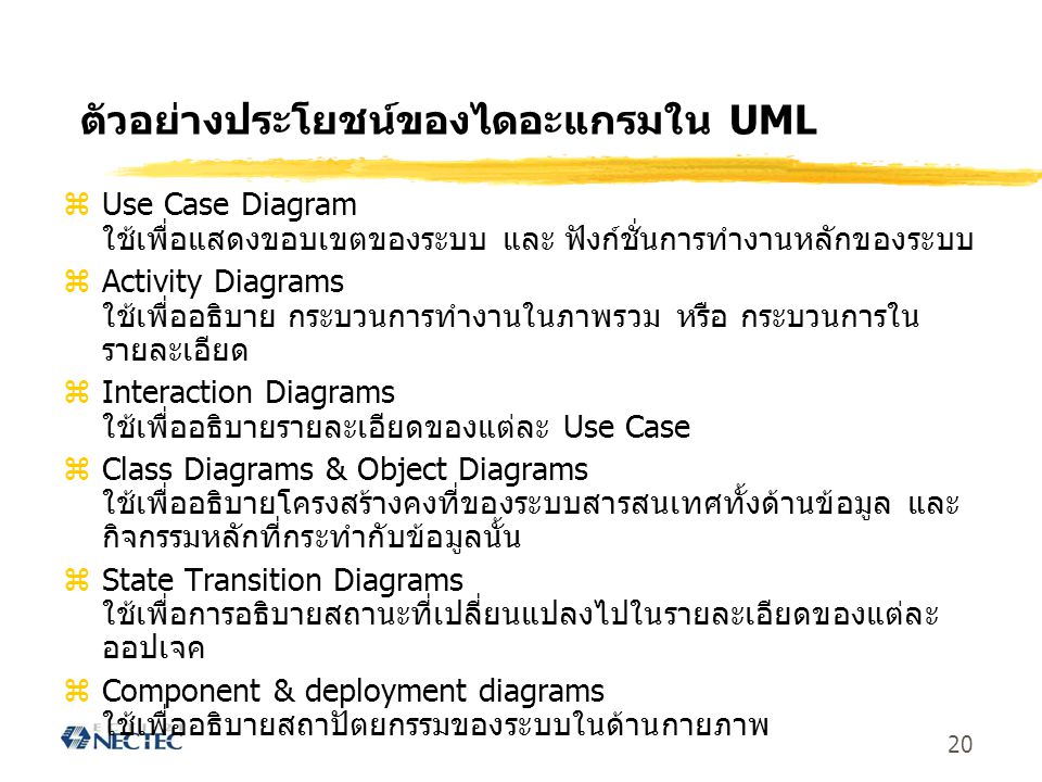 ตัวอย่างประโยชน์ของไดอะแกรมใน UML