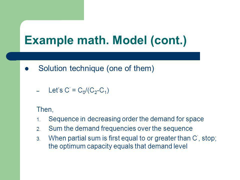 Example math. Model (cont.)