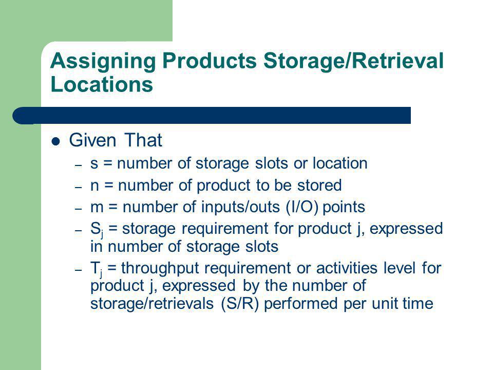 Assigning Products Storage/Retrieval Locations