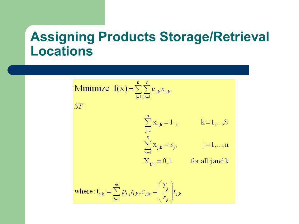 Assigning Products Storage/Retrieval Locations