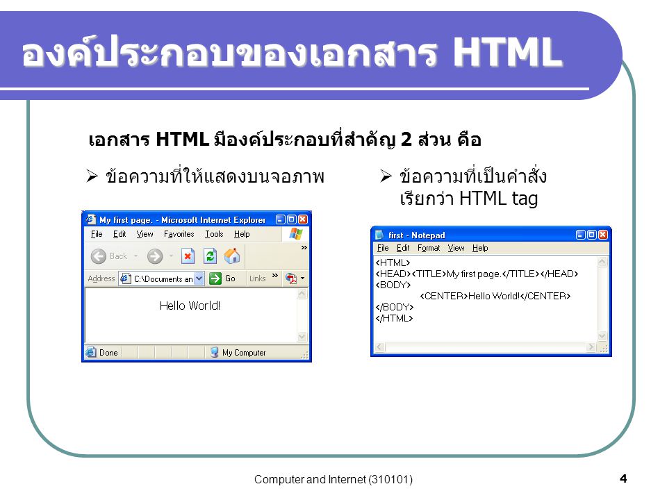 องค์ประกอบของเอกสาร HTML