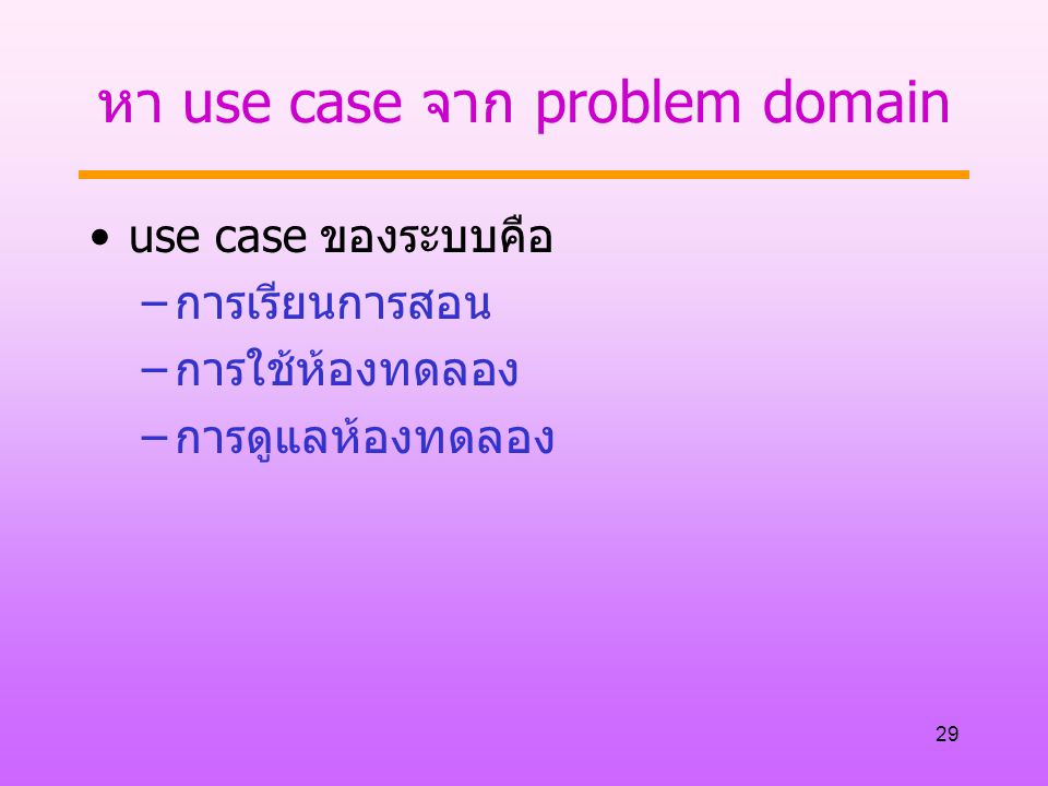 หา use case จาก problem domain