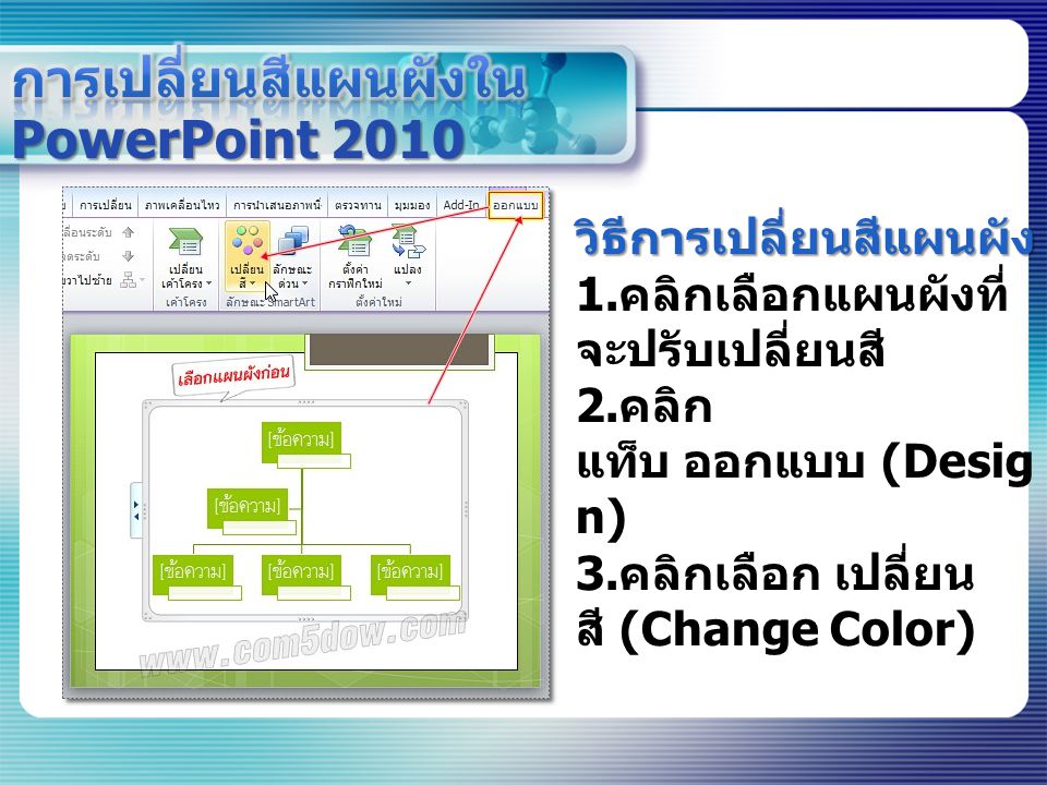 การเปลี่ยนสีแผนผังใน PowerPoint 2010