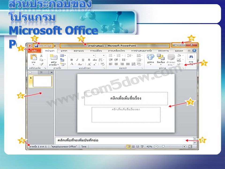 ส่วนประกอบของโปรแกรม Microsoft Office PowerPoint