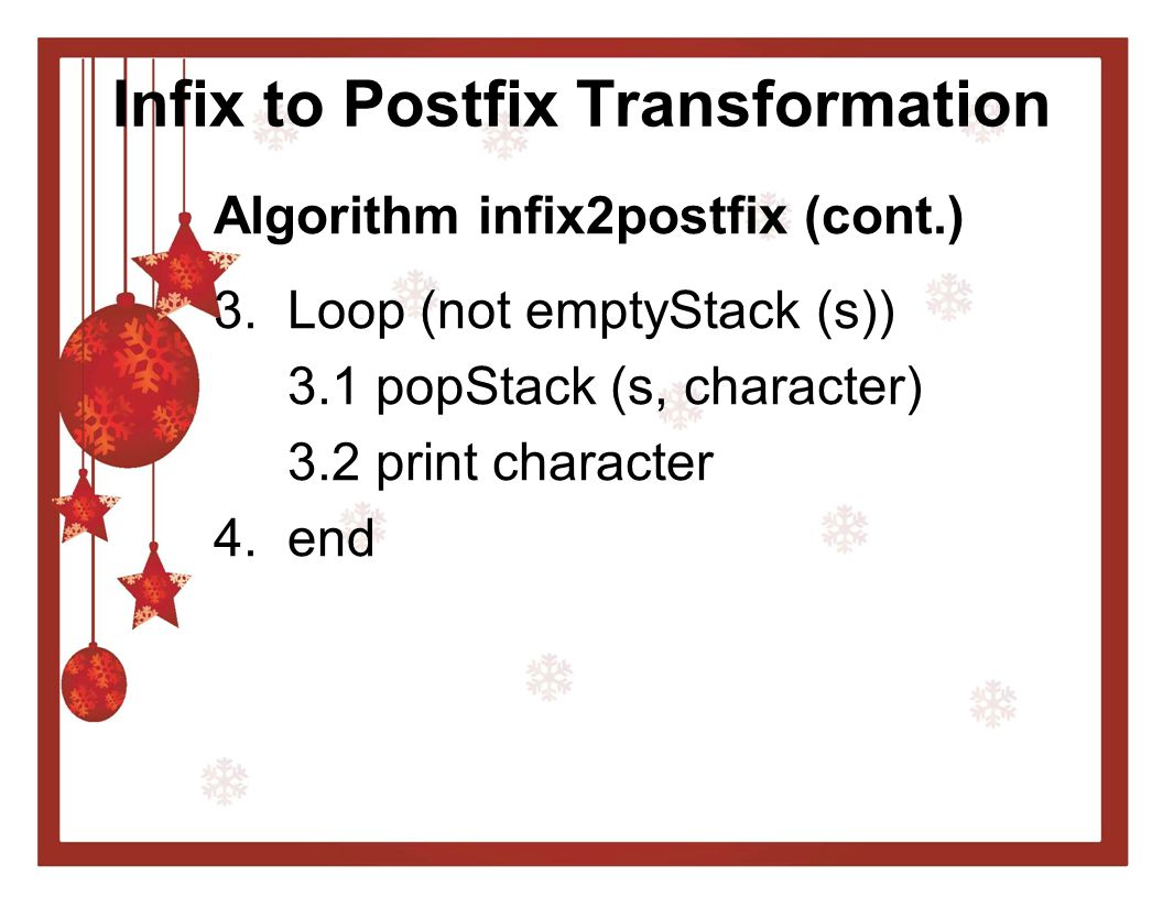Infix to Postfix Transformation