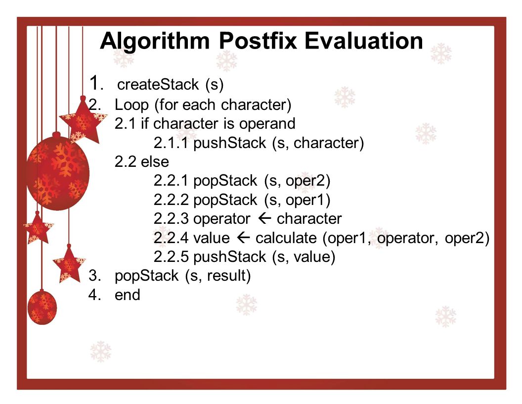 Algorithm Postfix Evaluation