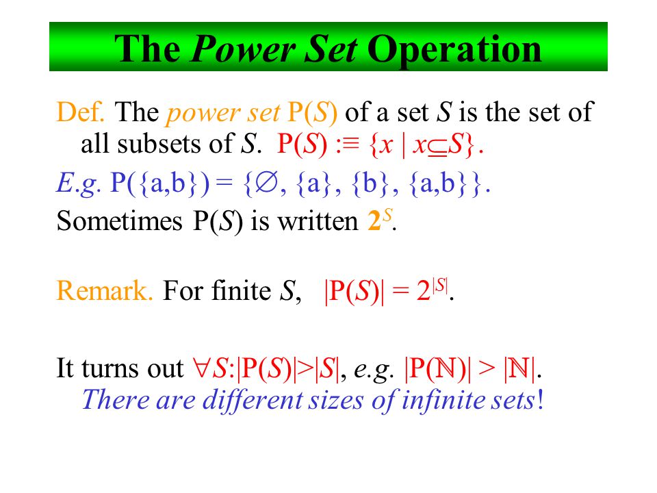 The Power Set Operation
