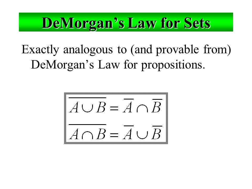 DeMorgan’s Law for Sets