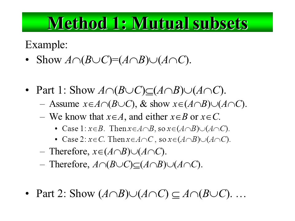Method 1: Mutual subsets