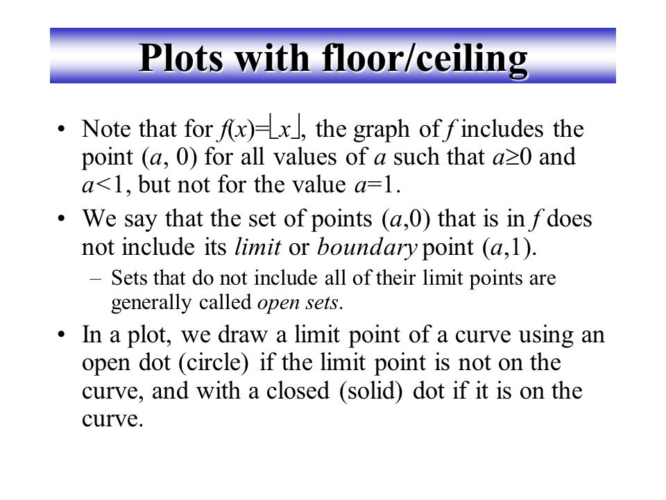Plots with floor/ceiling