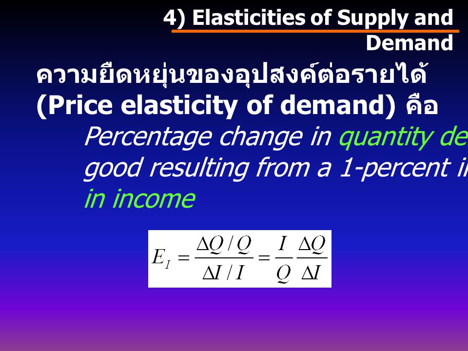 ความยืดหยุ่นของอุปสงค์ต่อรายได้ (Price elasticity of demand) คือ