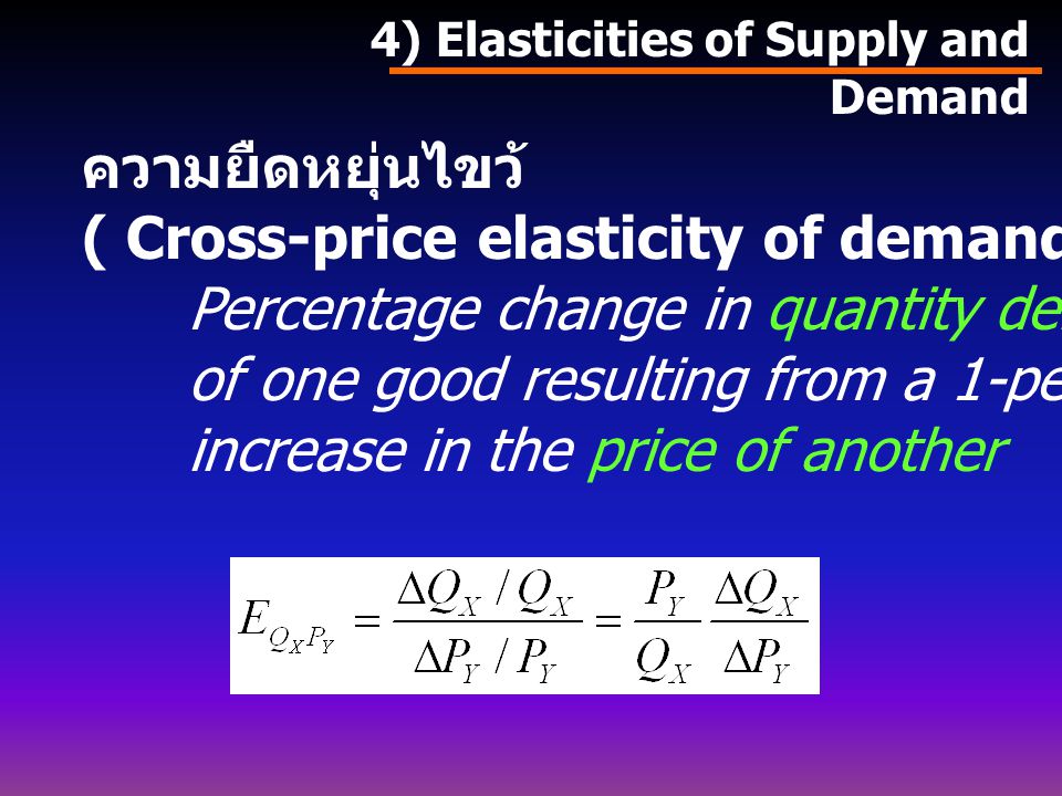 ( Cross-price elasticity of demand) คือ