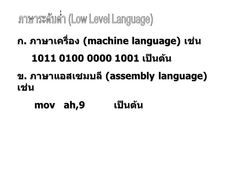 ภาษาระดับต่ำ (Low Level Language)