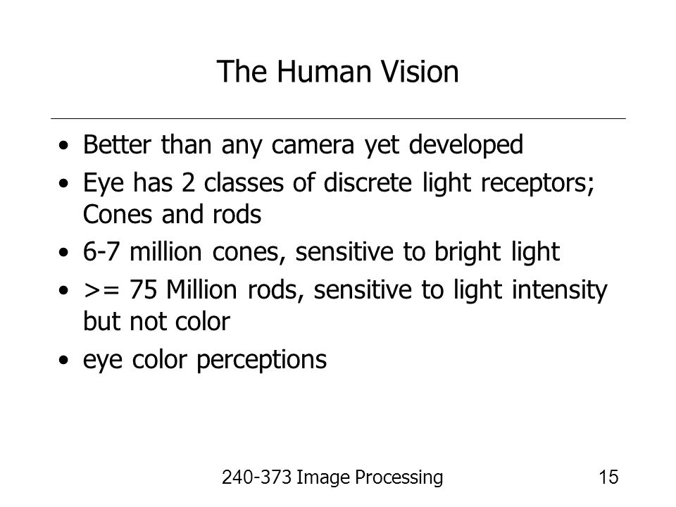The Human Vision Better than any camera yet developed